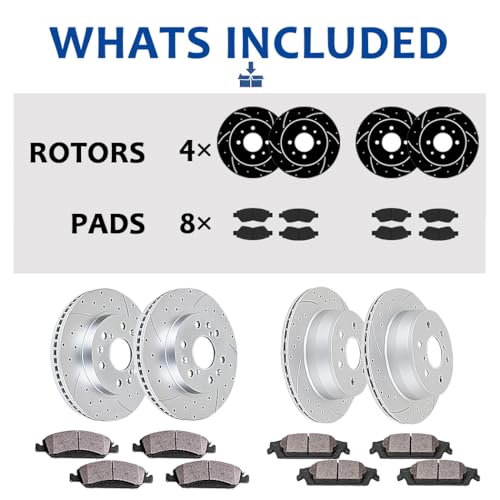 Acinoparts Front and Rear Brake Kit Replacement for Toyota Sienna - size: HMBK20601