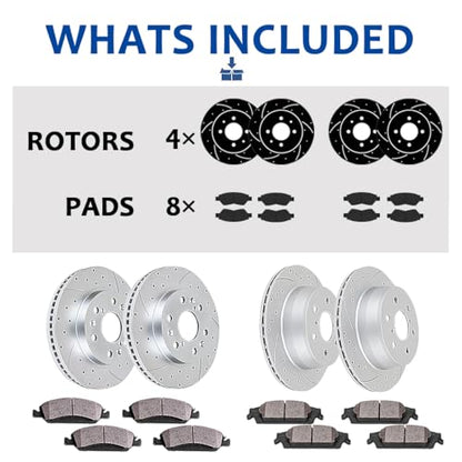 Acinoparts Front and Rear Brake Kit Replacement for Toyota Sienna - size: HMBK20601