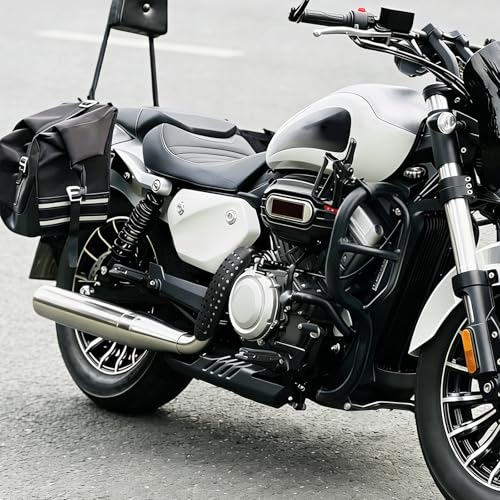 Motorcycle Exhaust Heat Shield with Holes, Bent Metal Shield Intake Baffle Cover with 90-110mm Clamps - Black - color: black