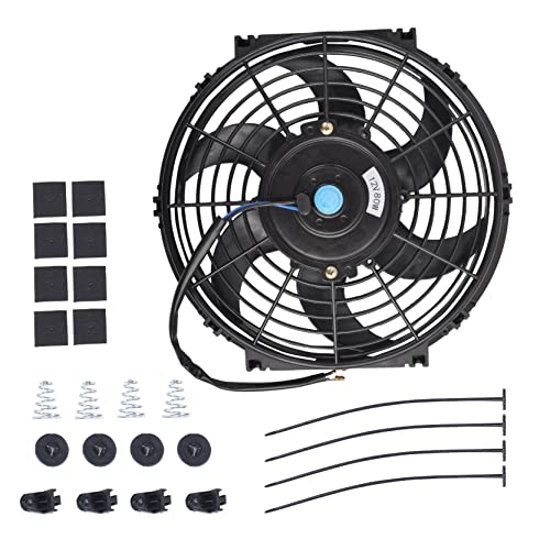 10 Inch Slim Fan Push Pull Electric Radiator Cooling Fan, Black - color: Black, size: 10'’