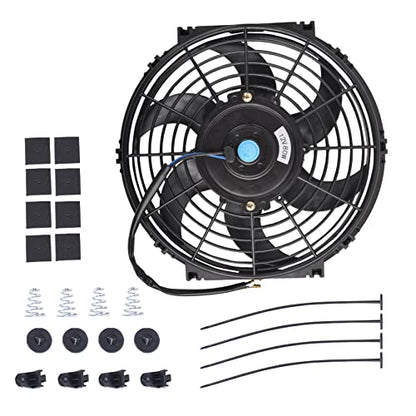 10 Inch Slim Fan Push Pull Electric Radiator Cooling Fan, Black - color: Black, size: 10'’