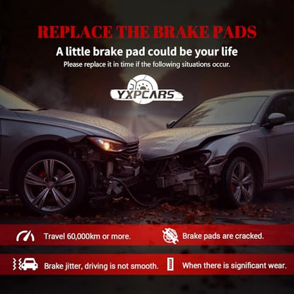Ceramic Disc Brake Pads Set Front and Rear Replacement for Nissan Quest 2004 2005 2006 2007 2008 2009 2011 2012 2013 2014 2015 2016 2017/ X-Trail 2005-2006