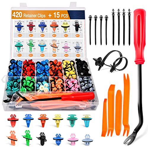 GOOACC 420Pcs Fender Moulding Clips Assortment Kit - color: 420 Pcs Mixed Size Clips + 5 Removers