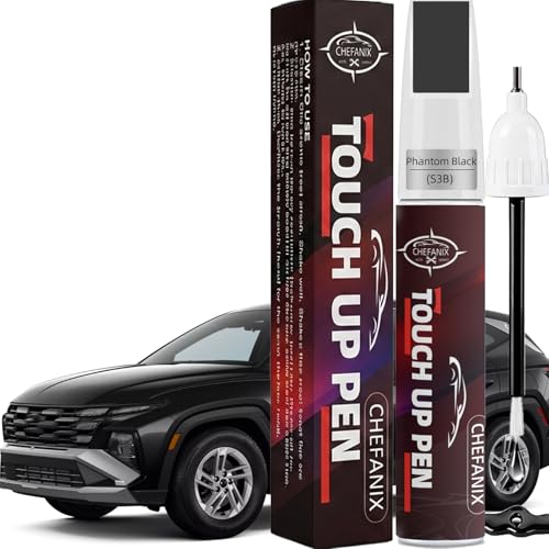 Phantom Black(S3B) Touch Up Paint Pen for Hyundai 2-in-1 Brush & Pen Repair - color: Phantom Black(S3B)