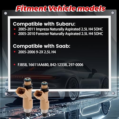 4-Pack Fuel Injectors Set | Compatible with Subaru Impreza 2005-2011 Forester 2005-2010 Saab 9-2X 2005-2006 2.5L H4| Replaces FJ858 842-12338 297-0006 - size: 4 X FJ858