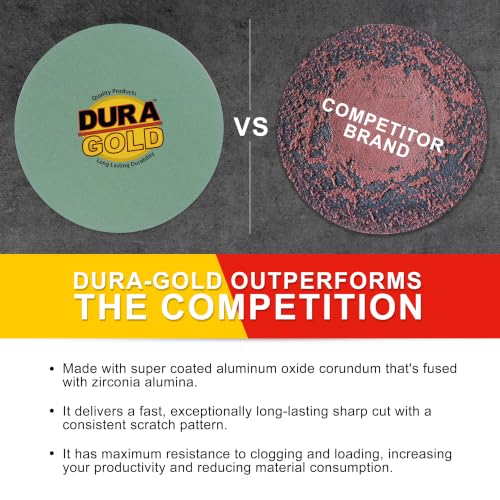 Dura-Gold 5" Green Film Sanding Discs, 180 Grit, Box of 50, Hook & Loop - size: 180-Grit