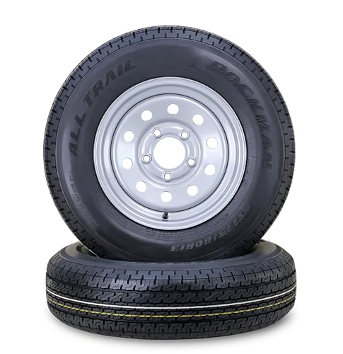 ROCKMAN Trailer Tire Wheel ST175/80R13 6-Ply C 91M 5X4.5 Silver Mod Rim,Pk2 - size: ST175/80R13 /5x4.5