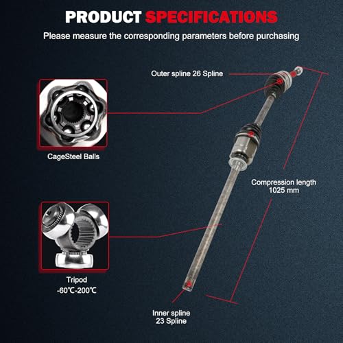 CCIYU CV Axle for Toyota Highlander 2008-2013 - Front Right -AWD- NCV69631 - size: 17-9945