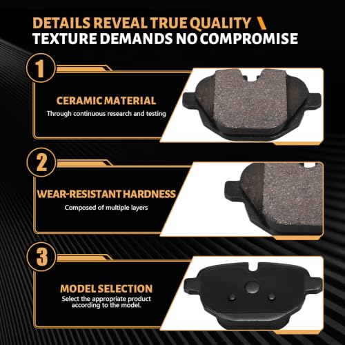 D1473 Rear Ceramic Brake Pads Kit Fit For BMW 528i 2011-2016, For 528i xDrive 2012-2016, For 530e 2018-2022, For 530e xDrive 2018-2022, For 530i 2017-2022, For 530i xDrive 2017-2022 - size: HZ1473