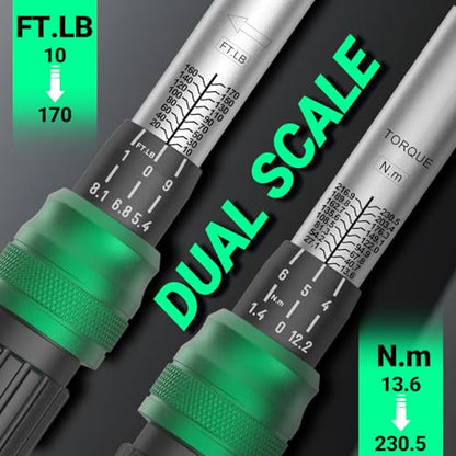3-Piece Torque Wrench Set - 3 Click Wrenches (1/4", 3/8", 1/2") with 3pc Extension Bars, 72-Tooth Ratchet, ±3% Accuracy, for Automotive, Motorcycle & E-Bike - size: Set (1/4", 3/8", 1/2"), Multiple Ranges
