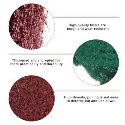 6PCS Scuff Pads, 8" x 5" Very Fine Grade General Purpose Hand Pads, Non-Woven Scouring Pad Abrasive Scrubber for Sanding Scuffing Automotive Body Surface Preparation (Green+Red) - color: Green+Red