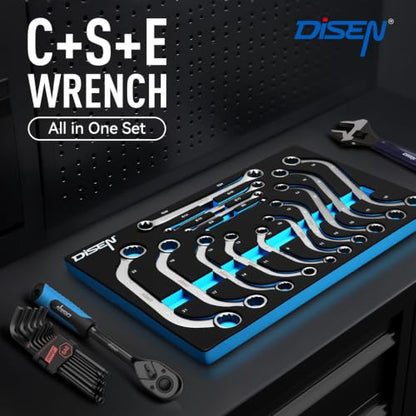 DISEN 14-Piece Half Moon&S-Style & E-Torx Wrench Set - size: C-S-E Mixed 14pcs kit