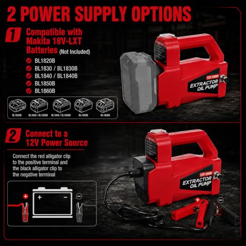 Oil Transfer Pump 12V 100W, Engine Oil Extractor Pump - color: Red