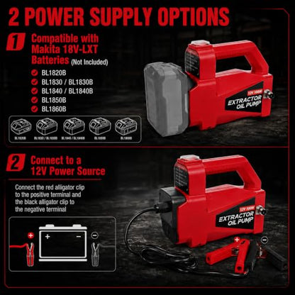 Oil Transfer Pump 12V 100W, Engine Oil Extractor Pump - color: Red