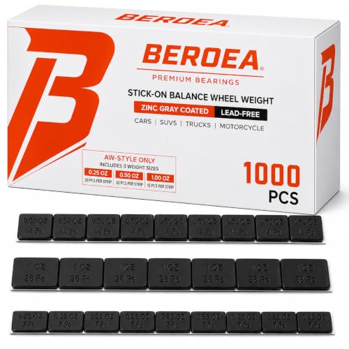 OCTOPUS BEROEA 1000Pcs Zinc Black Coated Stick-On Balance Wheel Weight Lead-Free Cars SUVs Trucks Motorcycle Wheel Balancers w/Wider and 3M Tape 1oz, 0.5oz, 0.25oz – 1000 Pcs - color: x1000 Black