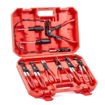 OMT Hose Clamp Pliers, Long Reach Wire Spring Remover For Radiator & Heater - color: Red