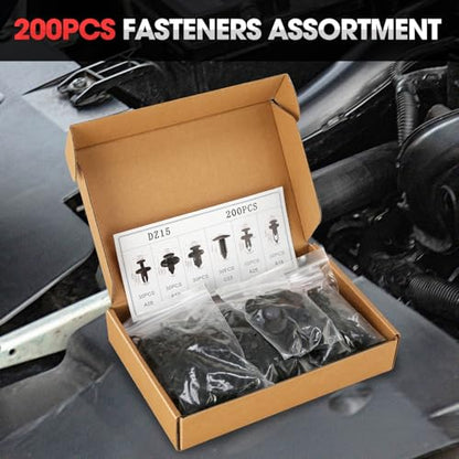 DNA Motoring 200pcs Car Push Retainer Clips Bumper Clips, Universal Sizes Plastic Push Panel Fender Clip, Bumper Fender Rivets, TOOLS-00737 - style: 200pcs
