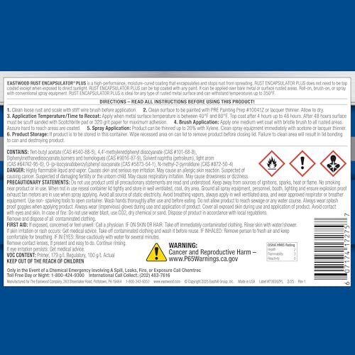 Eastwood Matte Gray Rust Encapsulator Plus | Long Lasting Durable Finish 1 Coat Maximum Rust Protection | Heat Resistance up to 350 Degrees Fahrenheit | Quart 1 Pack - color: Matte Gray, size: 32 Ounce (Pack of 1)