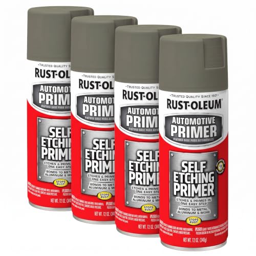 Rust-Oleum 249322 Automotive Self Etching Primer Spray Paint, 12 oz, Dark Green (Pack of 4) - size: 12 Ounce (Pack of 4)