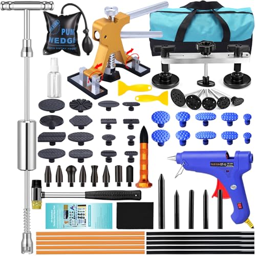 GLISTON Auto Dent Puller Kit with Golden Lifter Dent Remover, Car Body Slide Hammer Paintless Dent Repair Set - size: XL