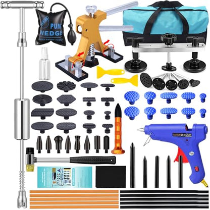 GLISTON Auto Dent Puller Kit with Golden Lifter Dent Remover, Car Body Slide Hammer Paintless Dent Repair Set - size: XL