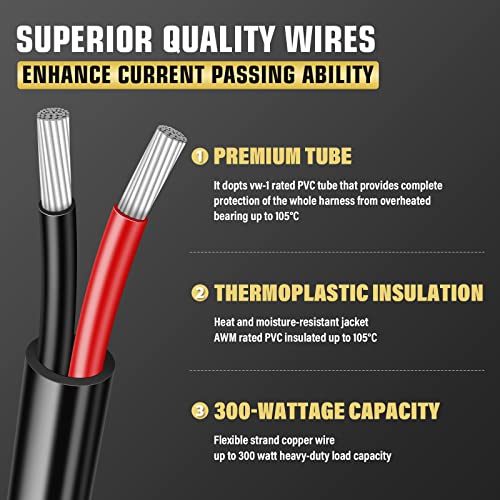 Willpower Wiring Harness Kit 1 Lead 10FT 3 Meter Led Work Light Bar 12V 24V Wiring ON/Off Switch 40A Relay Harness Kit for Off Road ATV Jeep Included