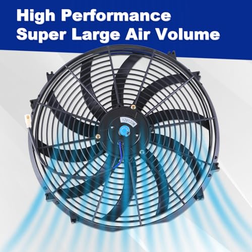 SSN 16" Electric Radiator Cooling Fan Thermostat Wiring Switch Relay Kit - color: Black, size: 16" With Thermostat