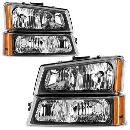 AUTOSAVER88 Headlight Assembly Compatible with Chevy Silverado 2003-2006 - color: OE - Black Housing/Amber/Clear