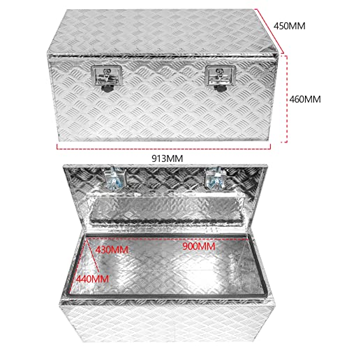 36" x 18" x 18" Truck Tool Box Pickup Truck Bed Toolbox Heavy Duty - color: Silver, size: 36" x 18" x 18"