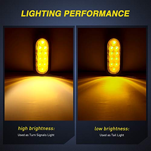 Nilight 6" Oval Amber LED Trailer Turn Signal Light, 2 Pack, Grommet Mount - color: 2Pcs Amber 10Led Lights