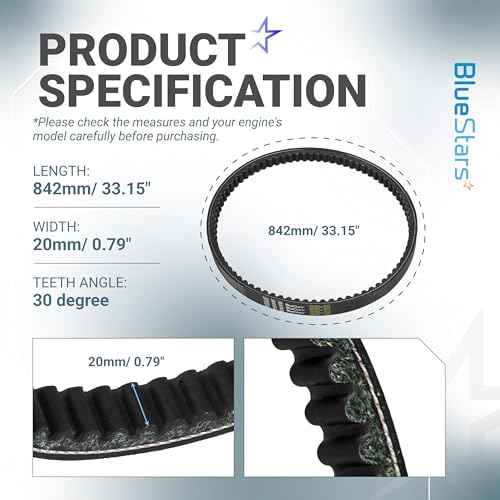 BlueStars 842-20-30 Racing CVT Drive Belt - Fits 125cc 150cc GY6 Engine - size: 842-20-30