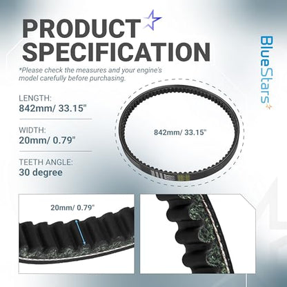 BlueStars 842-20-30 Racing CVT Drive Belt - Fits 125cc 150cc GY6 Engine - size: 842-20-30