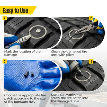 Tire Screw Plug Repair kit, No Tire Removal Needed, Tire Sidewall Repair