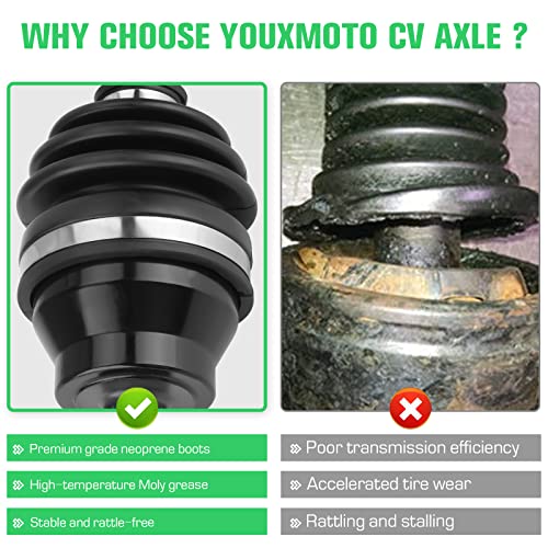 Youxmoto Rear Left/Right CV AXLE Fit for Polaris 4x4 Sportsman 400 HO 2008 2009 2010, 4x4 Sportsman 300 08-10; For Hawkeye 2x4 4x4 2006-2011; 4340 Chromoly Steel Drive Half Shaft