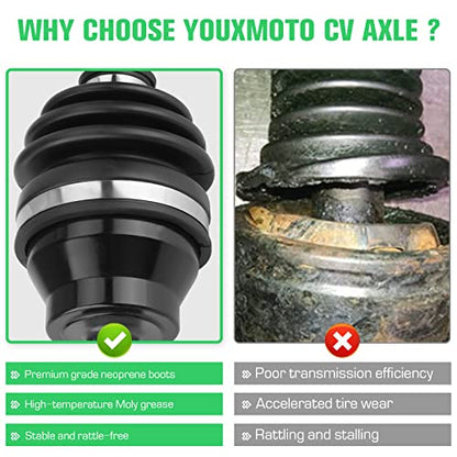 Youxmoto Rear Left/Right CV AXLE Fit for Polaris 4x4 Sportsman 400 HO 2008 2009 2010, 4x4 Sportsman 300 08-10; For Hawkeye 2x4 4x4 2006-2011; 4340 Chromoly Steel Drive Half Shaft