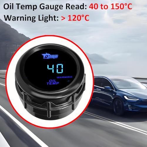 Car Oil Temperature Gauge 12V Auto Oil Temp Gauge Meter Celsius - color: Blue Light Oil Temp Celsius