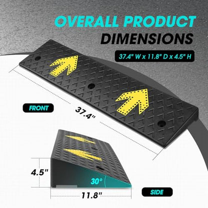 DNA Motoring 2pcs 4.5" Rise Rubber Arrow Curb Ramp Heavy Duty Loading Threshold Ramp 37.4" W x 11.8" D x 4.5" H for Loading Dock, Warehouse, Motorcycles, Cars, TOOLS-00650 - style: 4.5 in 2pcs w/Arrow