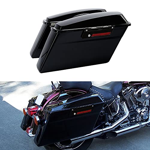 XMTMOTO Hard Saddlebags Saddle bags W/Lid Latch Key Fit for Harley 1994-2013 Touring models road glide road king ultra street glide electra glide and 1984-2017 Softail models Vivid Black/Black Latch