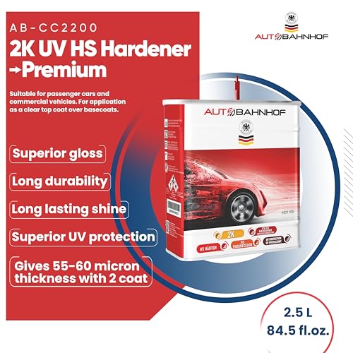 AB-CC2200 2K HS Clear Coat Premium & AB-HD1100 2K UV HS Hardener Fast (Kit) – High-Gloss Automotive Clear Coat | Fast-Drying & Fuel-Resistant | Ideal for Collision Repair - color: 2K HS Clear Coat Premium & 2K UV HS Fast Hardener