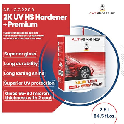 AB-CC2200 2K HS Clear Coat Premium & AB-HD1100 2K UV HS Hardener Fast (Kit) – High-Gloss Automotive Clear Coat | Fast-Drying & Fuel-Resistant | Ideal for Collision Repair - color: 2K HS Clear Coat Premium & 2K UV HS Fast Hardener