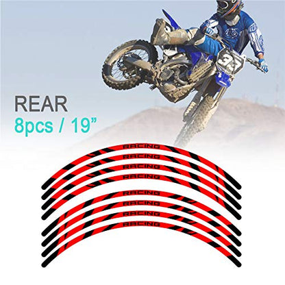 KETABAO Dirt Bike Rim Tape W02 Decal Stickers Stripes 21 19 inch Compatible with RM250 RMZ 250 450 RM-Z250 (Red) - color: Red