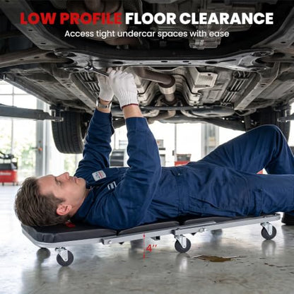 IRONMAX 40" Folding Z Mechanic Creeper, 6 Swivel Wheels, 330 LBS Capacity - size: 40 Inch