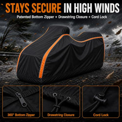360° Fully Enclosed Motorcycle Cover,All-Season Waterproof Sun-Proof Outdoors Fits Motorcycles,Compatible with Harley Davidson, Honda, Suzuki, Yamaha (XL106X45X59) - size: XL106X45X59