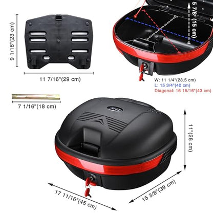 AHR 30L Motorcycle Top Case Trunk Black Tail Box Scooter Tour Motorcycle - size: 30L