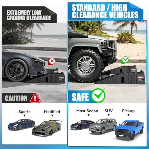 16000lb Stackable Heavy Duty Car Ramps for Oil Change,Save 50%Space