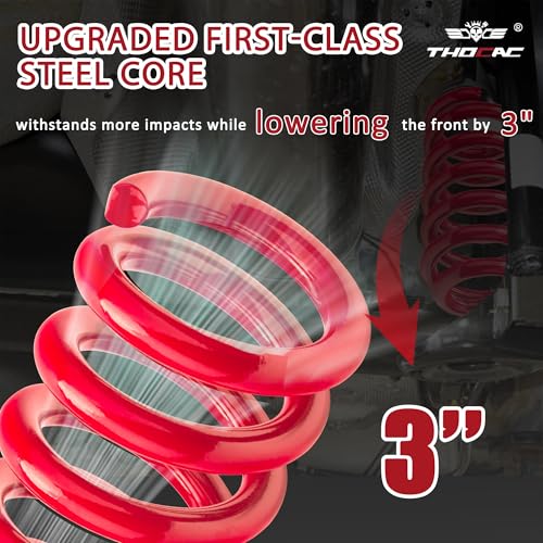 3” Heavy Duty Front Coil Spring Lowering Kit for Chevy Silverado/GMC Sierra 1500 1999-2007 (V8 Only) Drop Coils Kit, Red - color: red, size: 1999-2006 Silverado/Sierra 1500 3''Drop