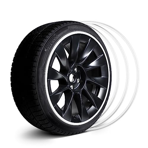 Automotive Alloy Wheel Protector - Entire Rim Cover - Curb Rash Prevention - Set of 4 Easy to Install (20'', White) - color: White, size: 20''