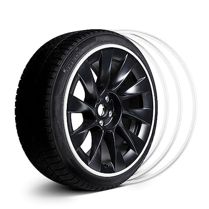 Automotive Alloy Wheel Protector - Entire Rim Cover - Curb Rash Prevention - Set of 4 Easy to Install (20'', White) - color: White, size: 20''