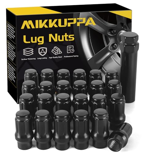 MIKKUPPA M12X1.5 Extended Lug Nuts, Black 24PCS Extended Thread Nut (ET) - color: Black, size: M12x1.5, style: 24 PCS - Extended