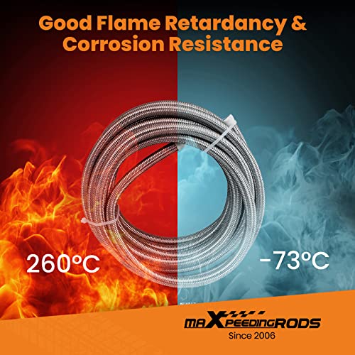 maXpeedingrods 8AN Fuel Line Kit E85, Stainless Steel PTFE Fuel Hoses + 10 PCS 8AN Hose End Adaptor Kit 20FT -Black - size: 8AN 20FT -11